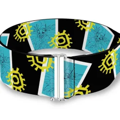 Cinch Waist Belt - Yzma Smiling Face Block Sun Icon Black White Blue Yellow