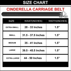 Cinderella Carriage Silver Cast Buckle - Black PU Strap Belt