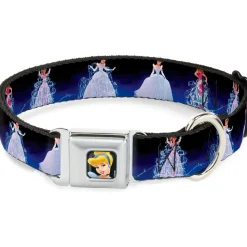 Cinderella CLOSE-UP Full Color Seatbelt Buckle Collar - Cinderella Transformation Blue Fade