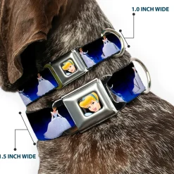 Cinderella CLOSE-UP Full Color Seatbelt Buckle Collar - Cinderella Transformation Blue Fade