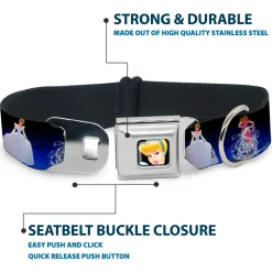Cinderella CLOSE-UP Full Color Seatbelt Buckle Collar - Cinderella Transformation Blue Fade