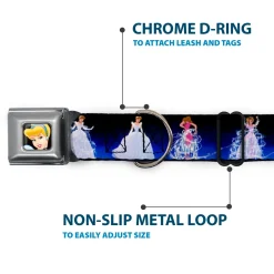 Cinderella CLOSE-UP Full Color Seatbelt Buckle Collar - Cinderella Transformation Blue Fade