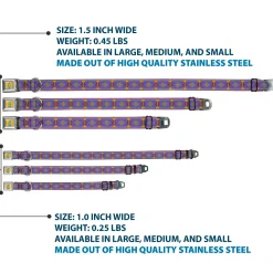 Classic Aladdin Genie Smiling Expression Full Color Yellow Seatbelt Buckle Collar - Classic Aladdin Magic Carpet Tapestry Blue/Purple/Gold/Red