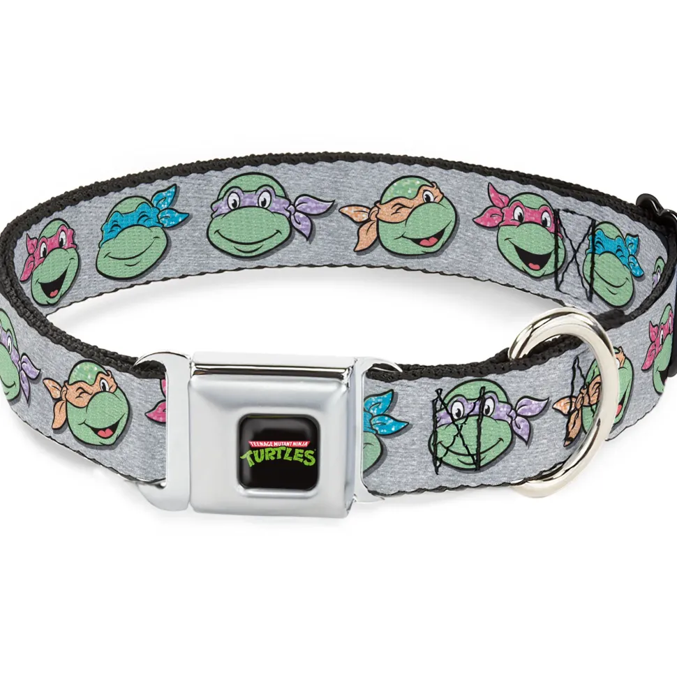 Classic TEENAGE MUTANT NINJA TURTLES Logo Seatbelt Buckle Collar - Teenage Mutant Ninja Turtles Expressions Gray