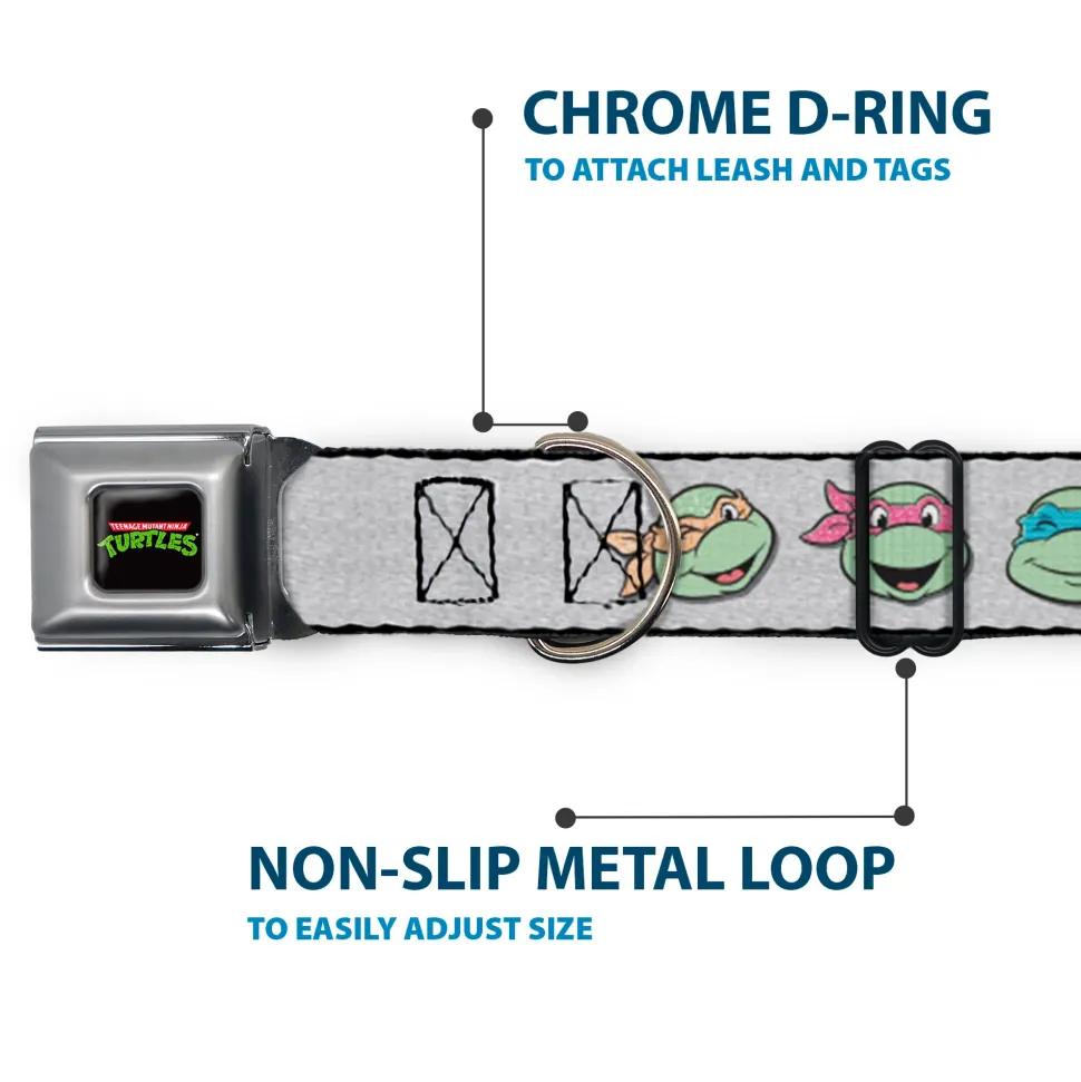 Classic TEENAGE MUTANT NINJA TURTLES Logo Seatbelt Buckle Collar - Teenage Mutant Ninja Turtles Expressions Gray