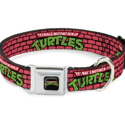 Classic TEENAGE MUTANT NINJA TURTLES Logo Seatbelt Buckle Collar - TEENAGE MUTANT NINJA TURTLES Brick Title Logo Red