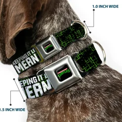 Classic TEENAGE MUTANT NINJA TURTLES Logo Seatbelt Buckle Collar - Classic TMNT Group Pose6/KEEPING IT LEAN, MEAN & GREEN Black/Green/White