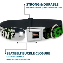 Classic TEENAGE MUTANT NINJA TURTLES Logo Seatbelt Buckle Collar - Classic TMNT Group Pose6/KEEPING IT LEAN, MEAN & GREEN Black/Green/White