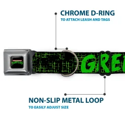 Classic TEENAGE MUTANT NINJA TURTLES Logo Seatbelt Buckle Collar - Classic TMNT Group Pose6/KEEPING IT LEAN, MEAN & GREEN Black/Green/White