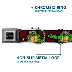 Classic TEENAGE MUTANT NINJA TURTLES Logo Seatbelt Buckle Collar - Classic TEENAGE MUTANT NINJA TURTLES Battle Poses/Group Pose7
