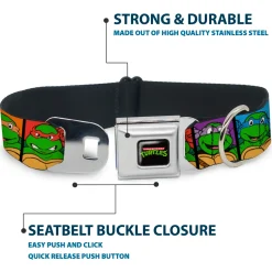Classic TEENAGE MUTANT NINJA TURTLES Logo Seatbelt Buckle Collar - Classic Teenage Mutant Ninja Turtles Face Blocks Black/Multi Color