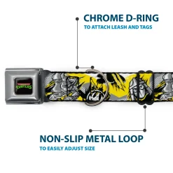 Classic TEENAGE MUTANT NINJA TURTLES Logo Seatbelt Buckle Collar - Teenage Mutant Ninja Turtles Shredder Pose and Icons Grays/Yellow