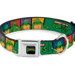 Classic TEENAGE MUTANT NINJA TURTLES Logo Seatbelt Buckle Collar - Classic TEENAGE MUTANT NINJA TURTLES Group Pose3/TMNT Logo Green/Multi Color