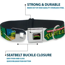 Classic TEENAGE MUTANT NINJA TURTLES Logo Seatbelt Buckle Collar - Classic TEENAGE MUTANT NINJA TURTLES Group Pose3/TMNT Logo Green/Multi Color