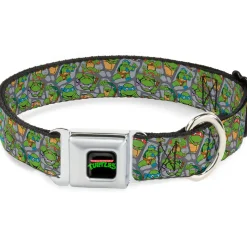 Classic TEENAGE MUTANT NINJA TURTLES Logo Seatbelt Buckle Collar - Classic Teenage Mutant Ninja Turtles Expression & Pose Turtle Shell Collage Lavender