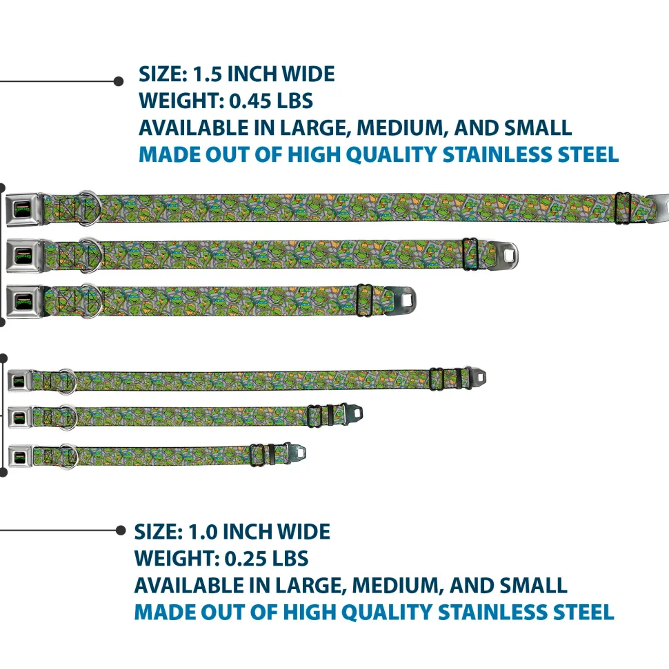 Classic TEENAGE MUTANT NINJA TURTLES Logo Seatbelt Buckle Collar - Classic Teenage Mutant Ninja Turtles Expression & Pose Turtle Shell Collage Lavender