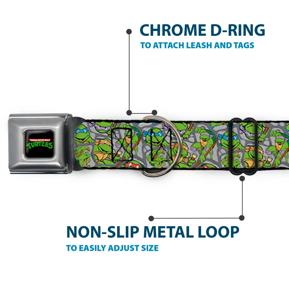 Classic TEENAGE MUTANT NINJA TURTLES Logo Seatbelt Buckle Collar - Classic Teenage Mutant Ninja Turtles Expression & Pose Turtle Shell Collage Lavender