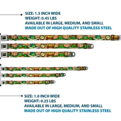 Classic TEENAGE MUTANT NINJA TURTLES Logo Seatbelt Buckle Collar - Classic Teenage Mutant Ninja Turtles Turtle Poses/Pizza Slices