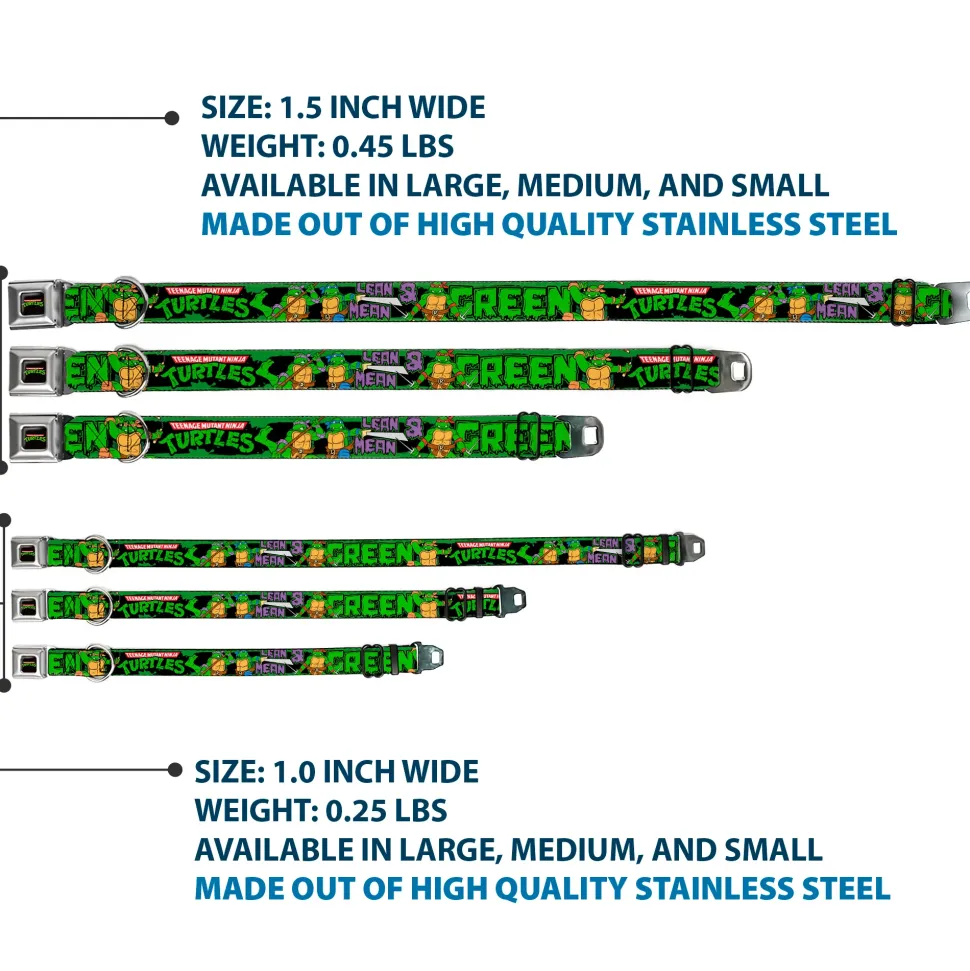 Classic TEENAGE MUTANT NINJA TURTLES Logo Seatbelt Buckle Collar - Classic TEENAGE MUTANT NINJA TURTLES Logo/Group Pose5/LEAN MEAN & GREEN