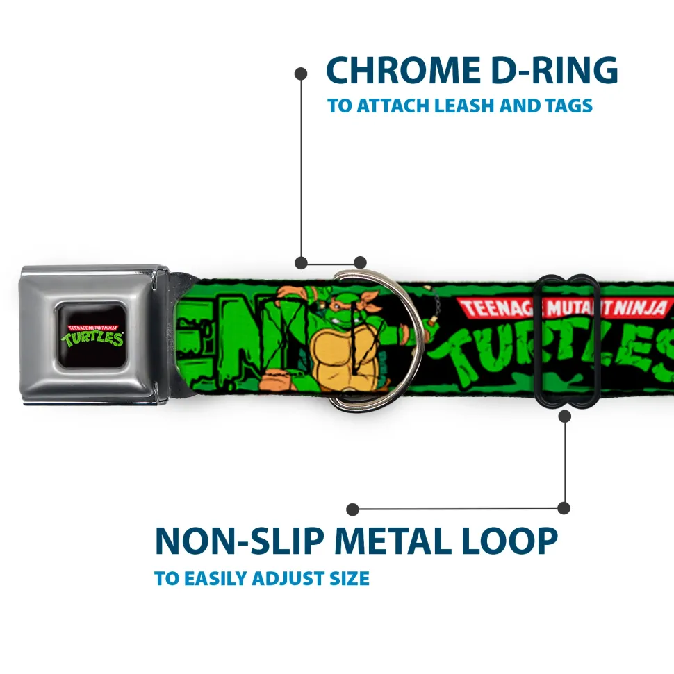 Classic TEENAGE MUTANT NINJA TURTLES Logo Seatbelt Buckle Collar - Classic TEENAGE MUTANT NINJA TURTLES Logo/Group Pose5/LEAN MEAN & GREEN