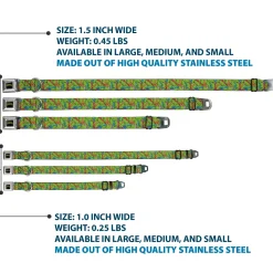 Classic TEENAGE MUTANT NINJA TURTLES Logo Seatbelt Buckle Collar - Teenage Mutant Ninja Turtles Faces Stacked Green/Multi Color