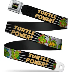 Classic TMNT Logo Full Color Seatbelt Belt - Classic Teenage Mutant Ninja Turtles Group Pose/TURTLE POWER! Webbing