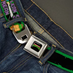 Classic TMNT Logo Full Color Seatbelt Belt - Classic TEENAGE MUTANT NINJA TURTLES Logo/Group Pose5/LEAN MEAN & GREEN Webbing