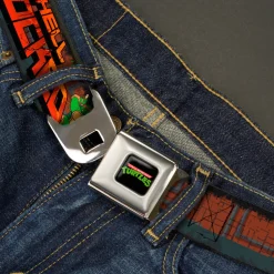 Classic TMNT Logo Full Color Seatbelt Belt - Classic Teenage Mutant Ninja Turtles Turtles Pose15 SHELL SHOCKED Brick Wall/Splatter Webbing