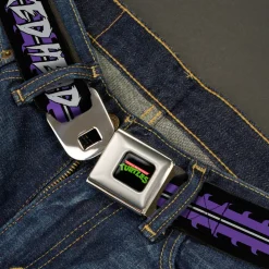 Classic TMNT Logo Full Color Seatbelt Belt - Shredder 2-Action Poses Gray/Purple Webbing
