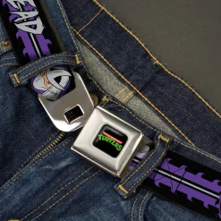 Classic TMNT Logo Full Color Seatbelt Belt - Shredder Head SHRED HEAD/Stripe Black/Purple/Gray Webbing