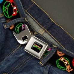 Classic TMNT Logo Full Color Seatbelt Belt - Classic Teenage Mutant Ninja Turtles Electric Expressions/Turtle Shells Black/Multi Neon Webbing