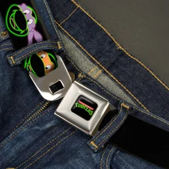 Classic TMNT Logo Full Color Seatbelt Belt - Classic Teenage Mutant Ninja Turtles Electric Expressions Black/Multi Neon Webbing