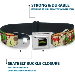 Classic TMNT Logo Seatbelt Buckle Collar - Classic TMNT Turtle Pizza