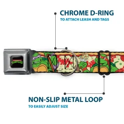 Classic TMNT Logo Seatbelt Buckle Collar - Classic TMNT Turtle Pizza