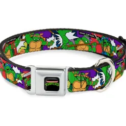 Classic TMNT Logo Seatbelt Buckle Collar - Classic Teenage Mutant Ninja Turtles Action Poses/TEAM TURTLES