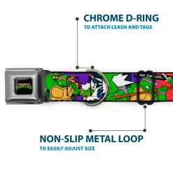 Classic TMNT Logo Seatbelt Buckle Collar - Classic Teenage Mutant Ninja Turtles Action Poses/TEAM TURTLES