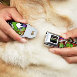 Classic TMNT Logo Seatbelt Buckle Collar - Classic Teenage Mutant Ninja Turtles Action Poses/TEAM TURTLES