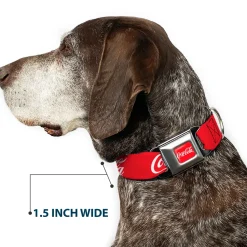 COCA-COLA Script Logo Full Color Red/White Seatbelt Buckle Collar - COCA-COLA Script Logo Red/White