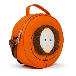 Comedy Central Bag, Cross Body, Round, South Park Kenny Face Close Up with Fur and Embroidery, Orange, Vegan Leather