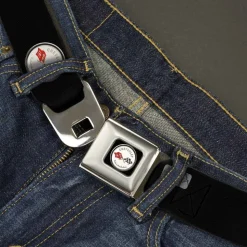 Corvette C1 Flags Emblem Full Color Black Seatbelt Belt - C1 Webbing