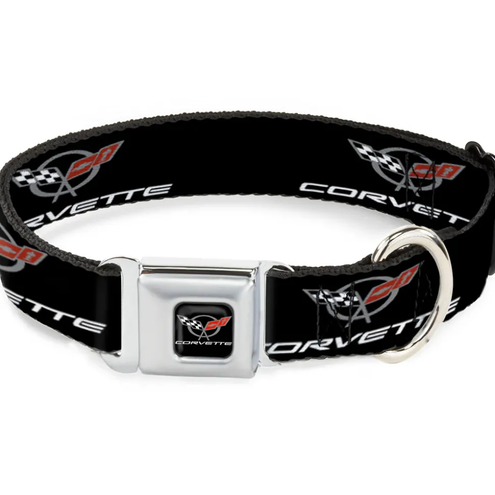 CORVETTE C5 Logo Full Color Black/Gray/White/Red Seatbelt Buckle Collar - CORVETTE C5 Logo Black/Gray/White/Red REPEAT