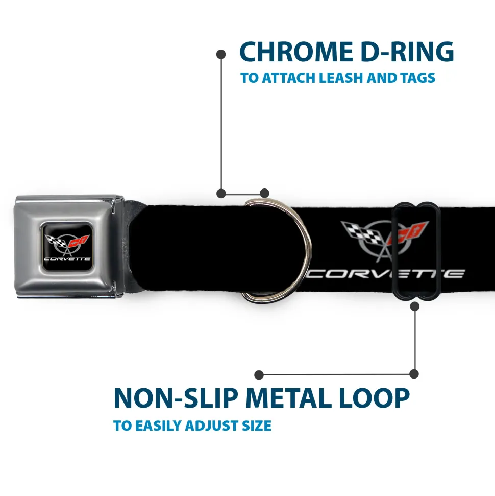 CORVETTE C5 Logo Full Color Black/Gray/White/Red Seatbelt Buckle Collar - CORVETTE C5 Logo Black/Gray/White/Red REPEAT