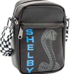Crossbody Wallet - Carroll Shelby SHELBY Text Super Cobra Black Blue Gray