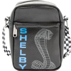 Crossbody Wallet - Carroll Shelby SHELBY Text Super Cobra Black Blue Gray