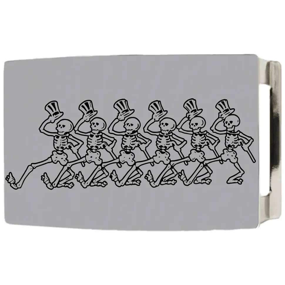 Dancing Skeletons Rock Star Buckle - Brushed Silver