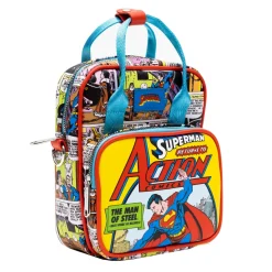 DC Comics Bag, Crossbody, Superman Return to Action Comics Cover Pose and Scenes, Vegan Leather