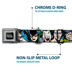DC COMICS FOREVER EVIL Logo Black/Silver Seatbelt Buckle Collar - Justice League Villains CLOSE-UP