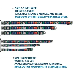 DC Comics Holiday Logo Full Color Black/White Seatbelt Buckle Collar - DC Comics Justice League Holiday Ornament Icons and Stars