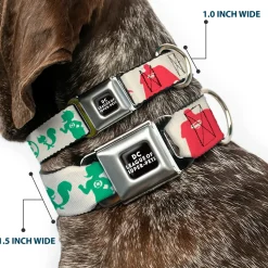 DC LEAGUE OF SUPER-PETS Logo Full Color Black/White Seatbelt Buckle Collar - DC League of Super-Pets Superhero with Pets and Logos Silhouette White/Multi Color