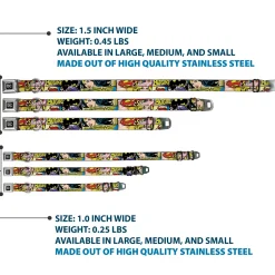 DC Round Logo Black/Silver Seatbelt Buckle Collar - Superheroines Wonder Woman/Supergirl/Batgirl